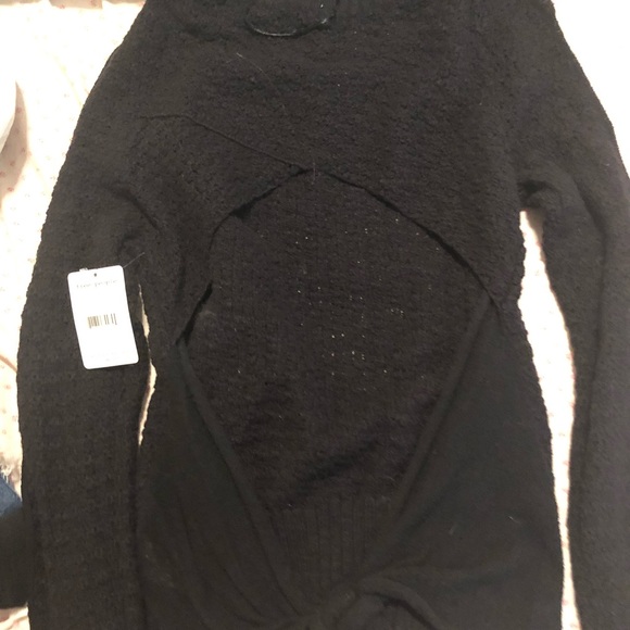 Black free people sweater- open back with tie! - Picture 3 of 3